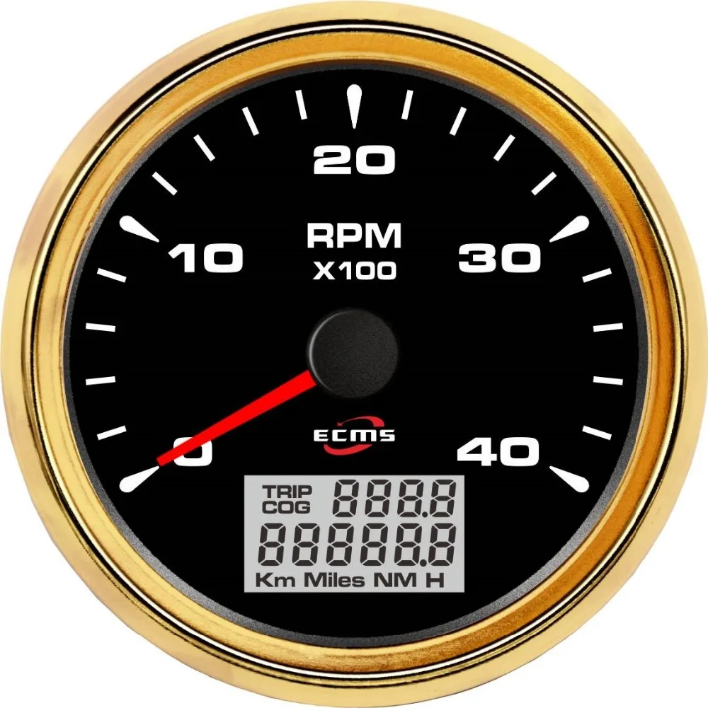 

Новый дизайн, судовой Автомобильный Тахометр для лодок, 0-4000 об/мин, 9-32 В, импульсный 85 мм, 3,35 дюйма, 316L, золотой Безель, черный циферблат, 902-00008