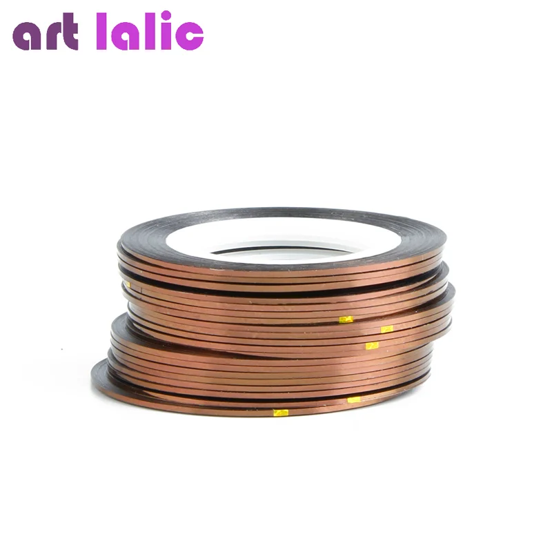 Artlalic 10 рулонов линии ногтей чередование стикер ленты 1 мм Клей многоцветный DIY маникюр Дизайн ногтей Стайлинг насадки для инструментов наклейки - Цвет: Brown