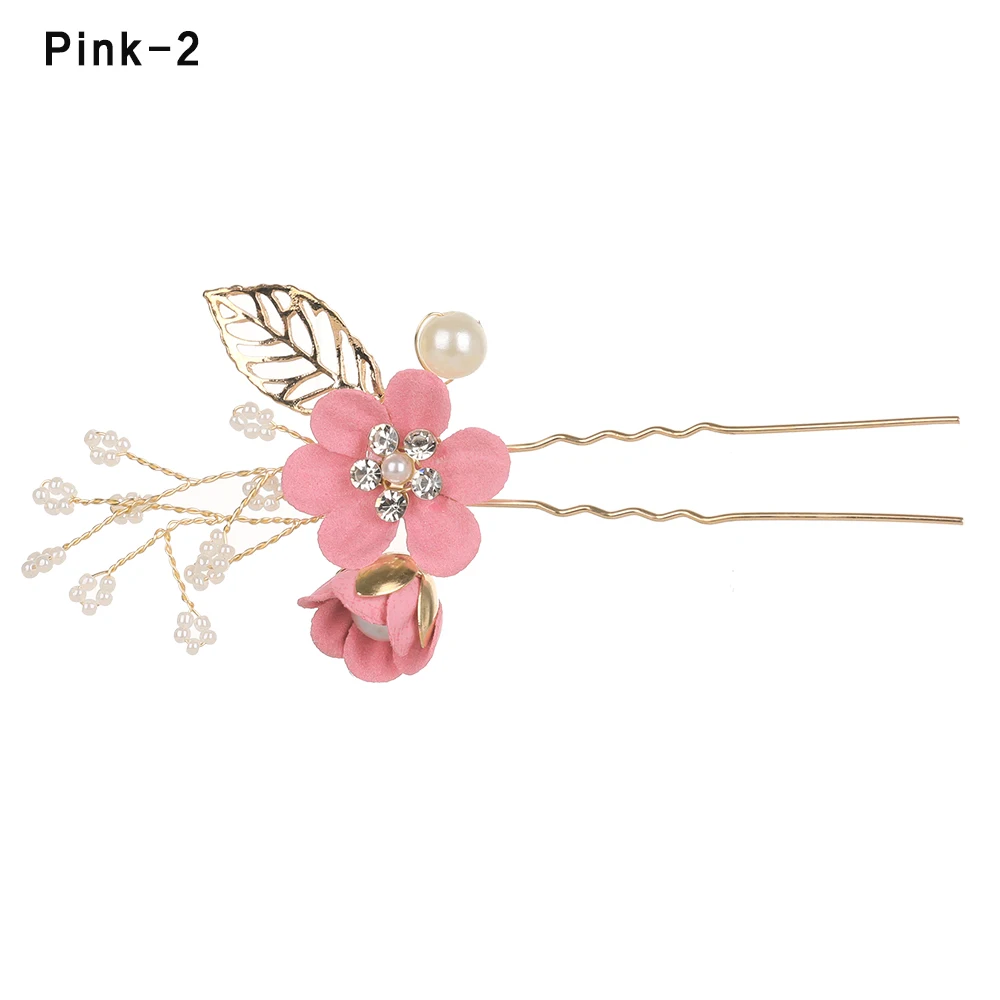 pink2 Популярные Роскошные голубые розовые цветочные расчески для волос, головной убор для невесты, свадебные аксессуары для волос, золотые листья, ювелирные украшения для волос, заколки для волос - Окраска металла: pink2