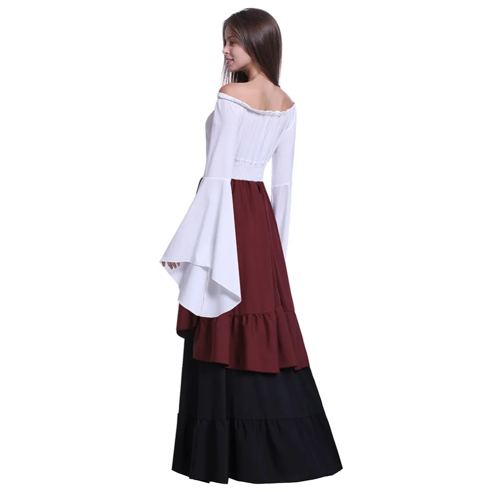 Женское длинное платье макси в стиле ретро готическая юбка с оборками