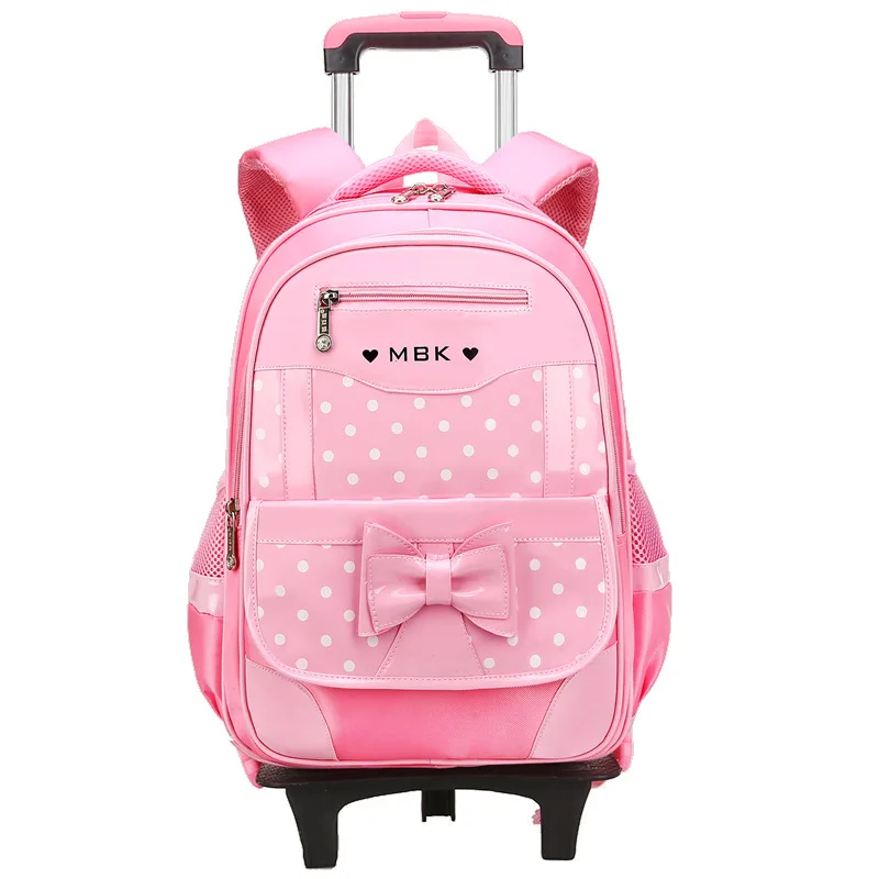 pink-2 wheels Детские школьные рюкзаки для девочек детский школьный рюкзак-тележка для детей путешествия чемодан на колесиках 2/6 колеса школьный ранец сумка для книг - Цвет: pink-2 wheels
