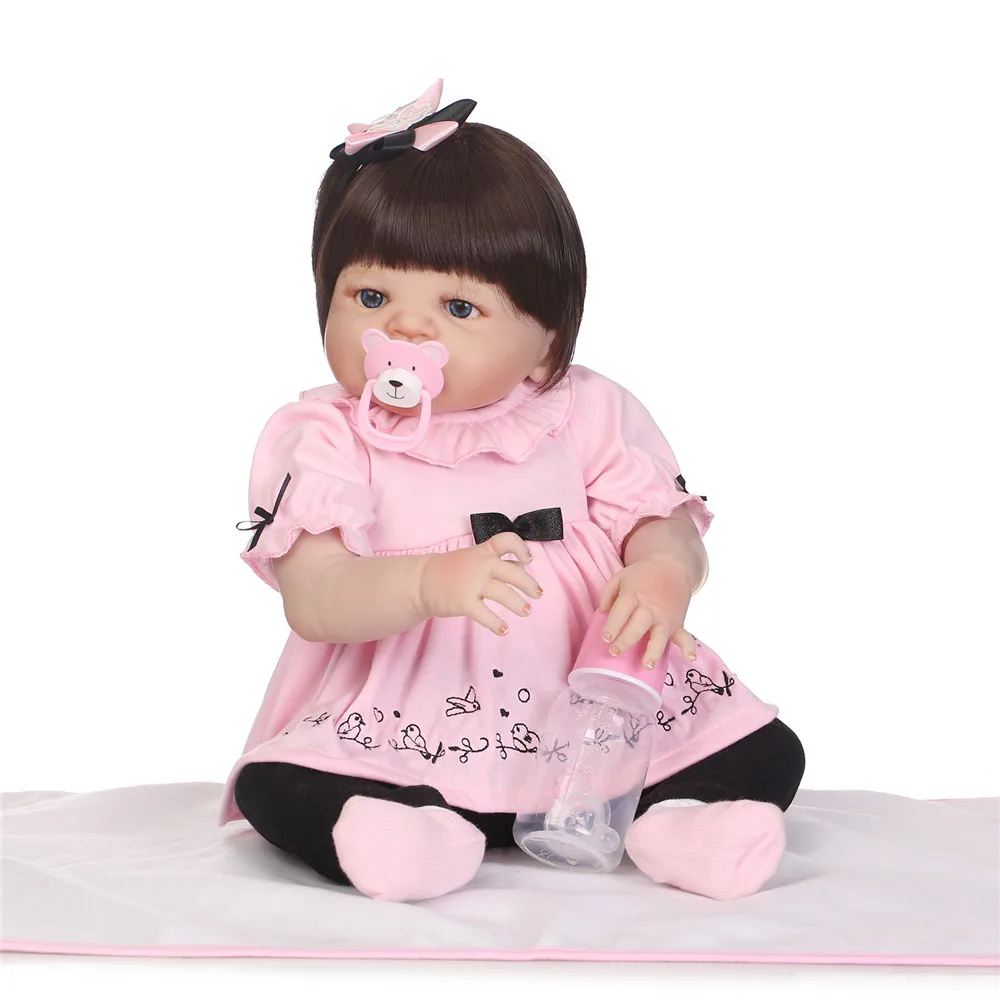 23 ''Реалистичного жив куклы младенцы Reborn всего тела силикона Baby Doll Bebe девочка