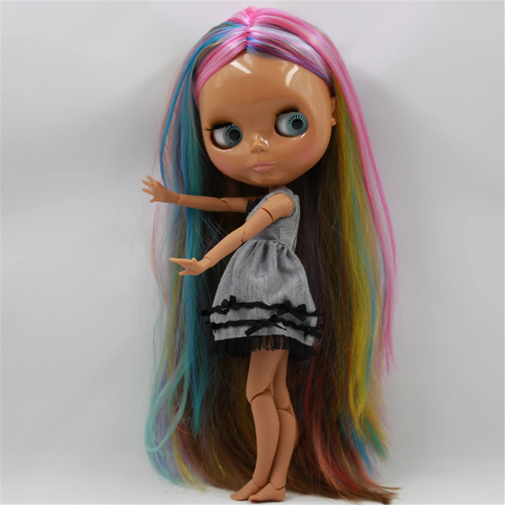 Кукла Blyth ICY DBS 1/6 с цветными волосами Центральная вырезка шоколадная темная кожа 4