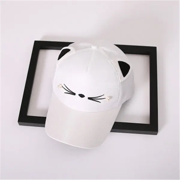 Snapback милая розовая сетчатая бейсболка с кошачьими ушками для взрослых, летние женские шапки, брендовая Милая Регулируемая сетчатая Кепка для девочек, подарок - Цвет: White