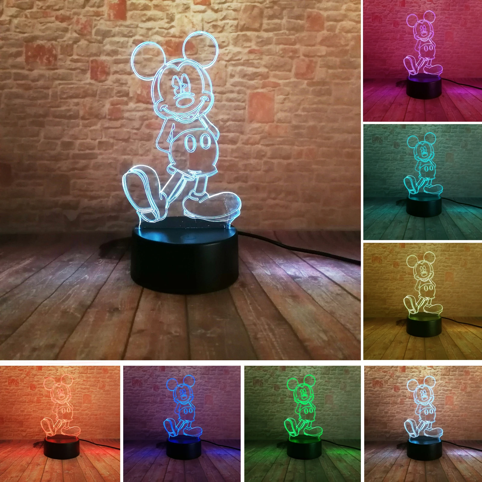3D Оптическая иллюзия 7 цветов Изменение Ночной сенсорный выключатель