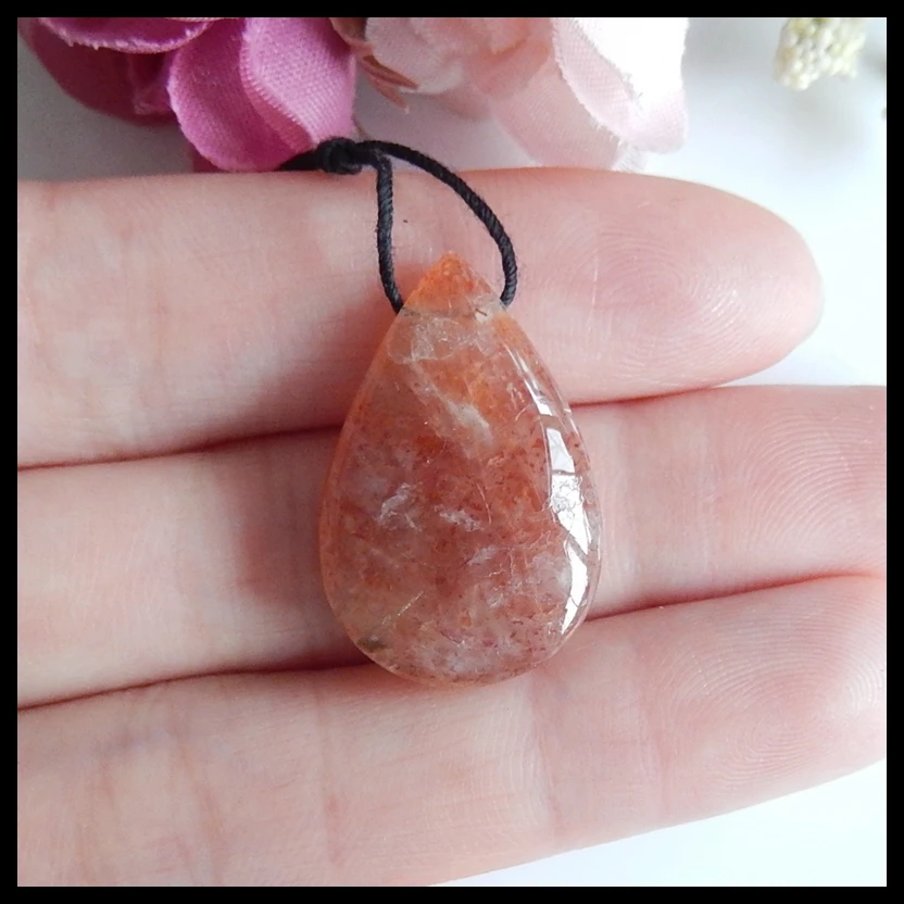 Бижутерия из полудрагоценных камней, подарок на день рождения, Natuarl Sun stone подвеска из бисера, 25x17x7 мм, 3,7 г