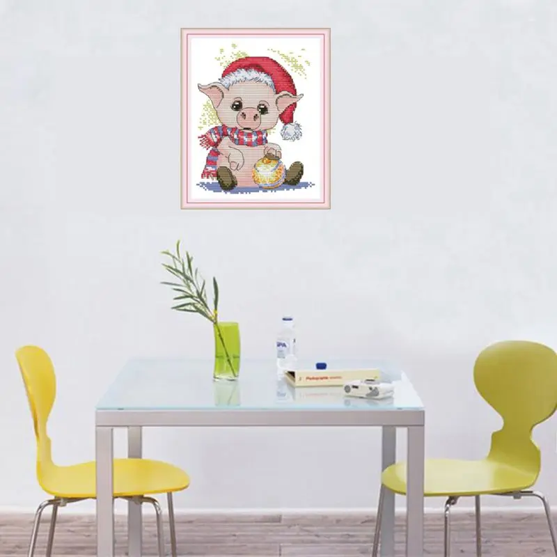 Милый поросенок Сделай Сам Рукоделие Счетный 14CT Печатный крестиком комплект с