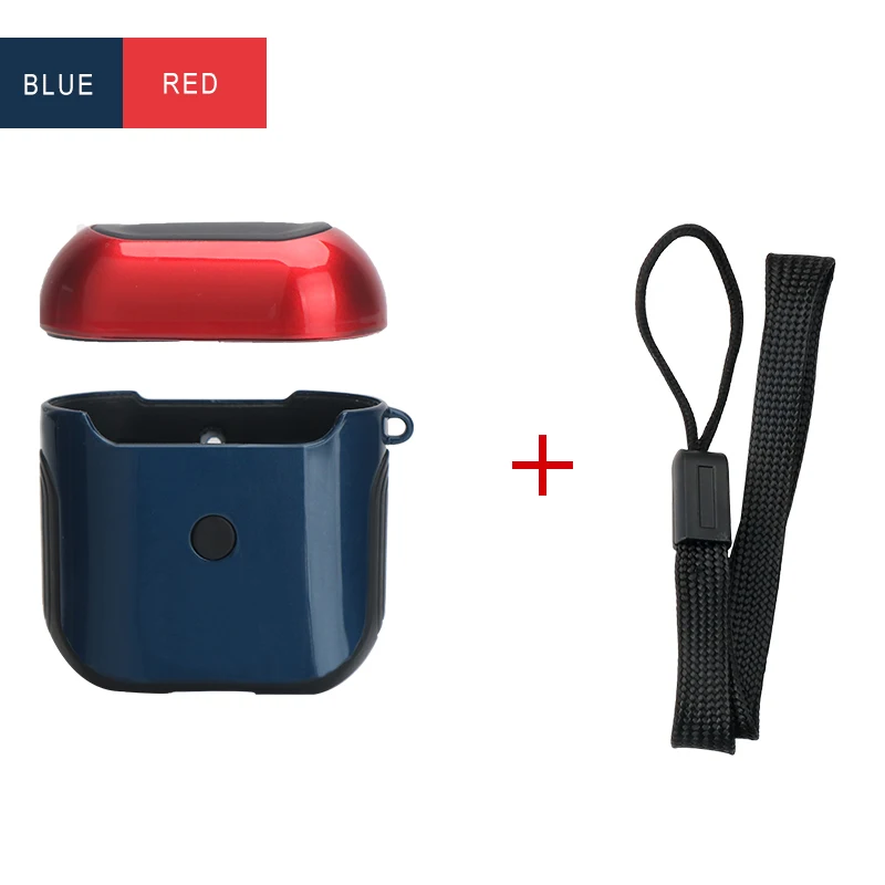 Blue red IKSNAIL для Airpods чехол с беспроводной Bluetooth чехол для наушников для Apple Air Pods чехол для наушников чехол для Airpods 2 - Цвет: Blue red