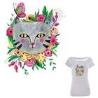 Нашивки с изображением цветов, бабочек, бантов, кошек, животных, качественные термонаклейки для семейной одежды, аппликация, декоративный значок