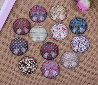 24pcs 12mm 14mm 16mm linen finish pattern round diy handmade photo glass cabochons glass dome cover pendant cameo settings