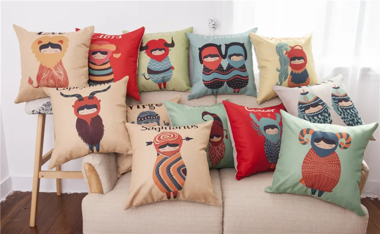 Houspace новые хлопковые льняные знаков зодиака накидка для подушки украшения дома