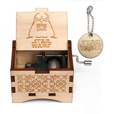 Star wars 1 Старинная резная деревянная музыкальная шкатулка Звездные войны Рождественский подарок на год подарок на день рождения украшение анонимичность - Цвет: Star wars 1