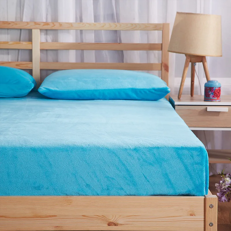 Модный синий однотонный зимний плюс бархатный и теплый защитный матрас для