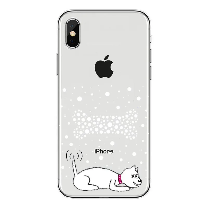 TPU Encantador dos desenhos animados cao wetie Magro caso de telefone de silicone Macio Para iPhone 5 6 7 8 Plus Mais X XR Xmax - Цвет: TPU