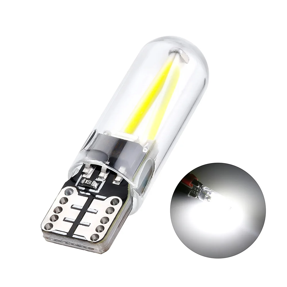 1 шт. 2018 Новинка W5W Led T10 COB стеклянный автомобильный светильник Светодиодная нить