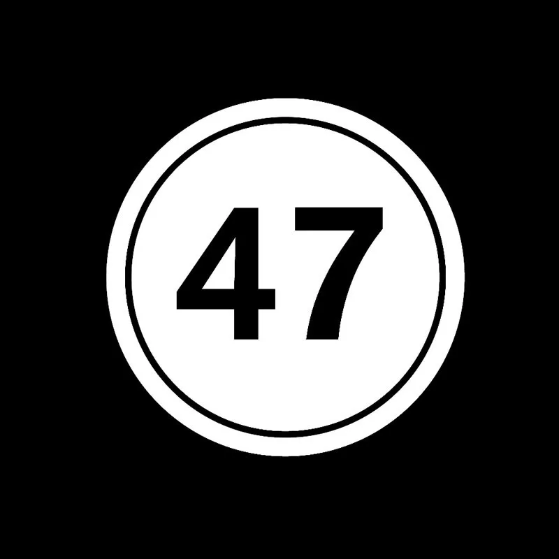 QYPF 12 см * смешной номер 47 круглый круглая наклейка черный/серебристый виниловый