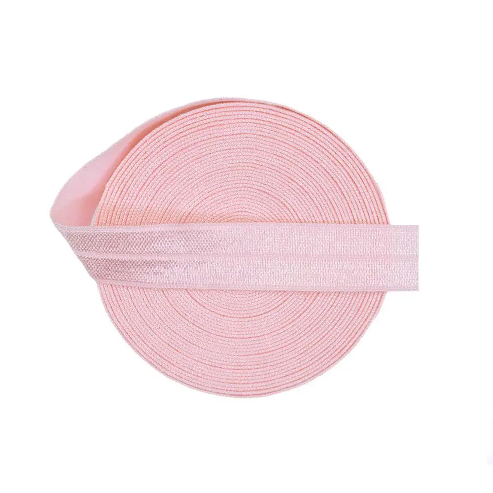 Neon Pearl Pink Расческа 5 ярдов 5/8 дюйма 1,5 см, однотонная блестящая эластичная лента из спандекса и сатина для детей, повязка на голову, кружевная отделка, сделай сам, шитье - Цвет: Neon Pearl Pink