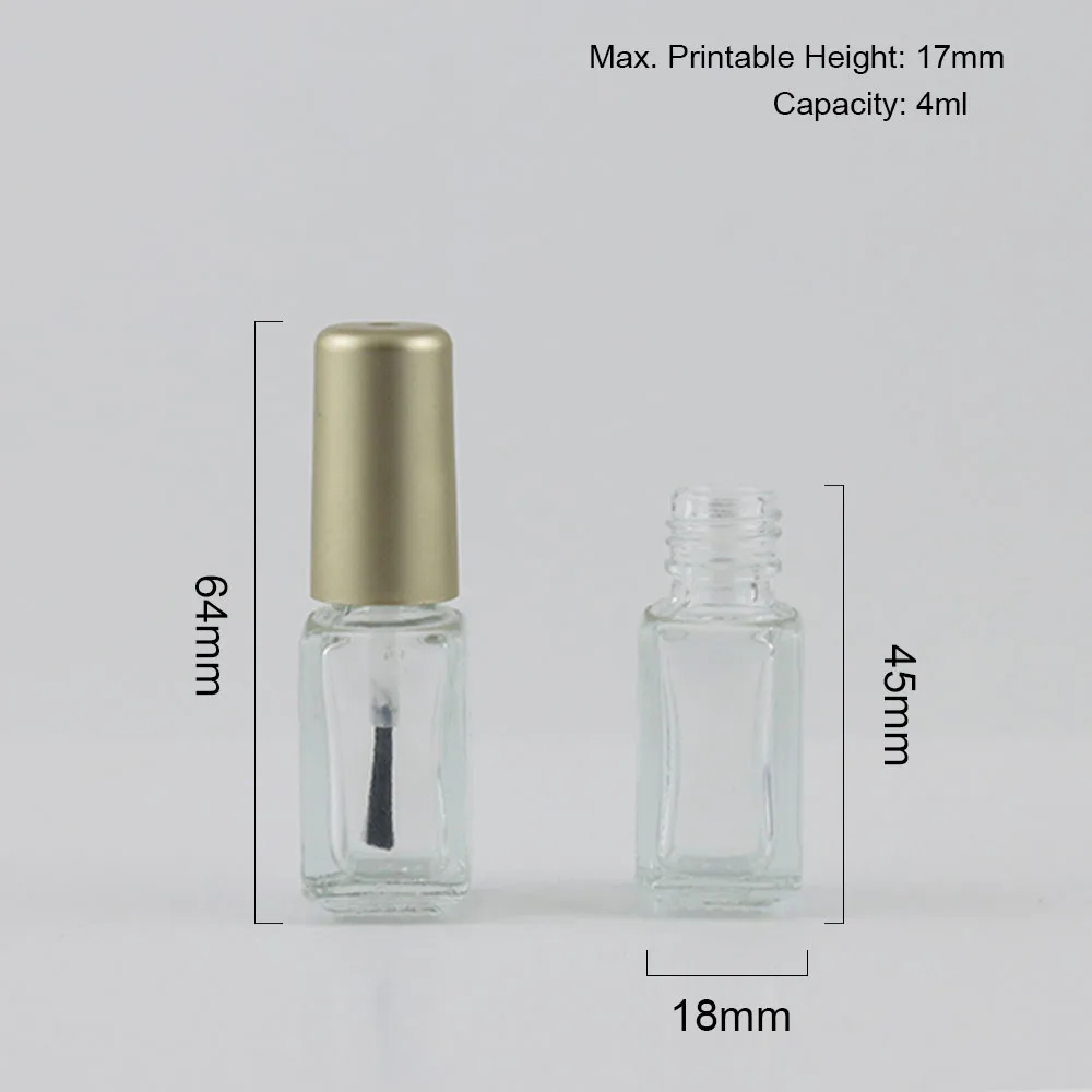 

360 x 4ml Portable Empty Nail polish Bottle Clear Glass Packing Bottle with Black Sliver Gold Brush Cap Cosmetic Container