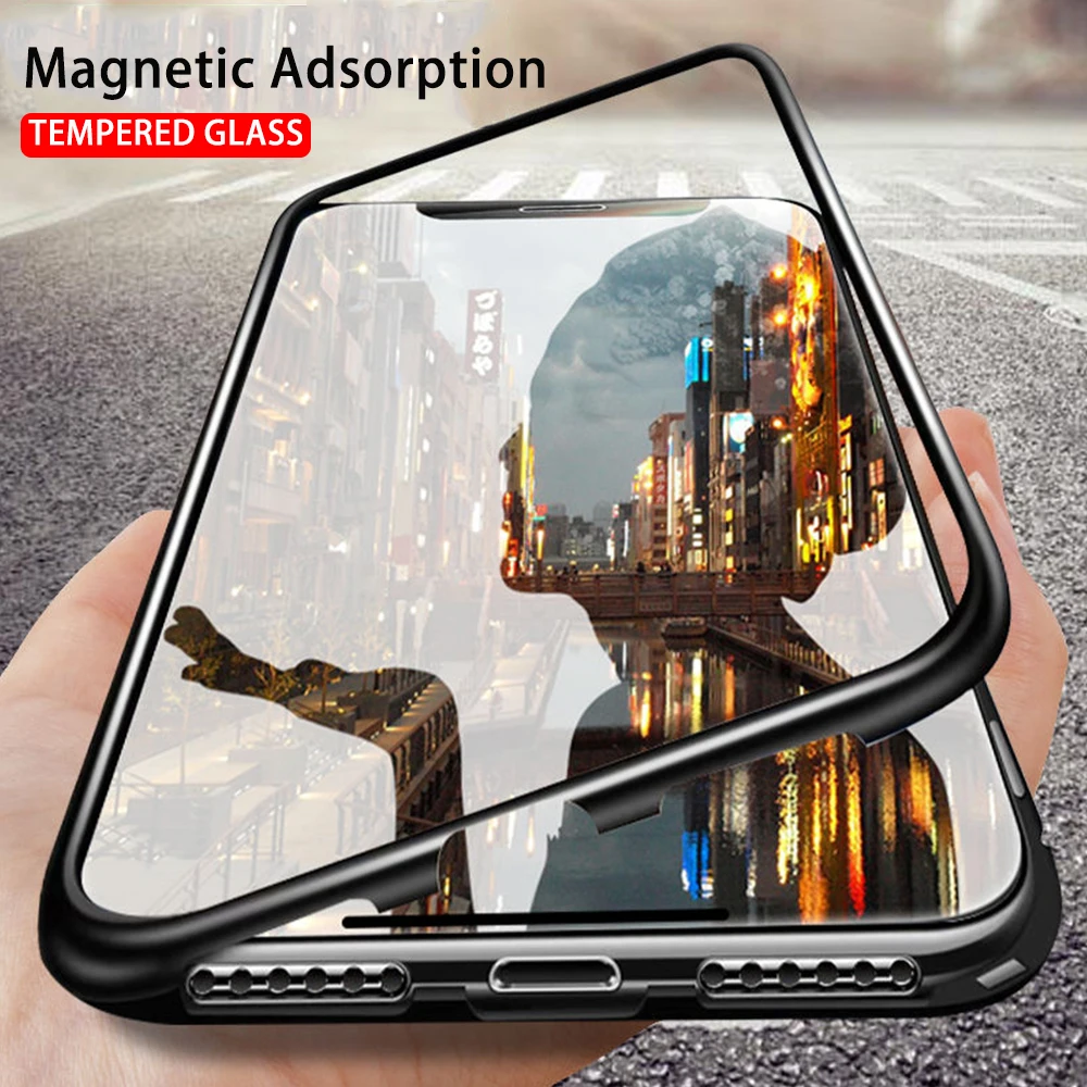 Metal Magnetic Adsorption Phone Cover For Xiaomi 8 Lite 9 SE Pocophone F1 Case Redmi 7 7A Note 5 6 K20 Pro Glass Cases | Мобильные
