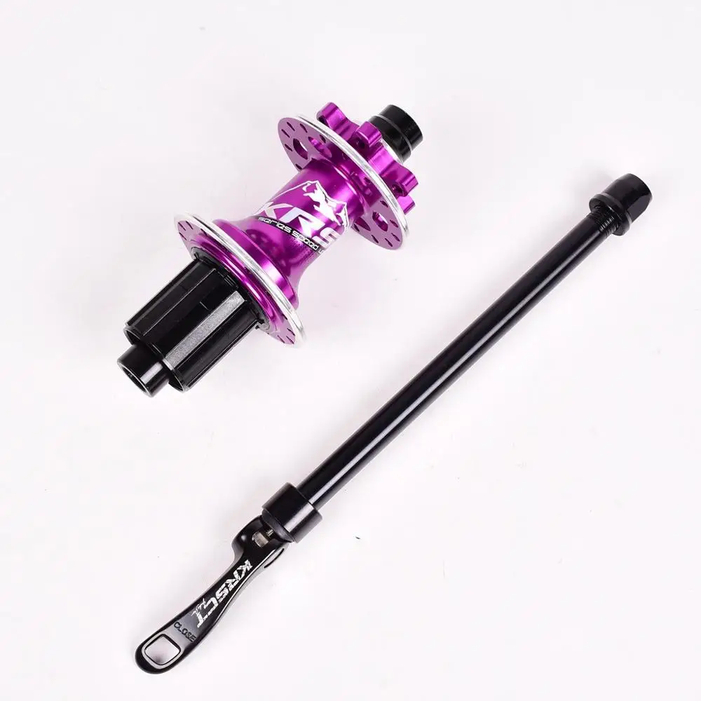 Purple 12x142mm KRSEC передняя, Задняя Ступица 32 отверстия велосипедные ступицы QR через ось 5 подшипники 6 Pawls 72 кликов AM FR MTB горный велосипед Сверхлегкий 465 г - Цвет: Purple 12x142mm