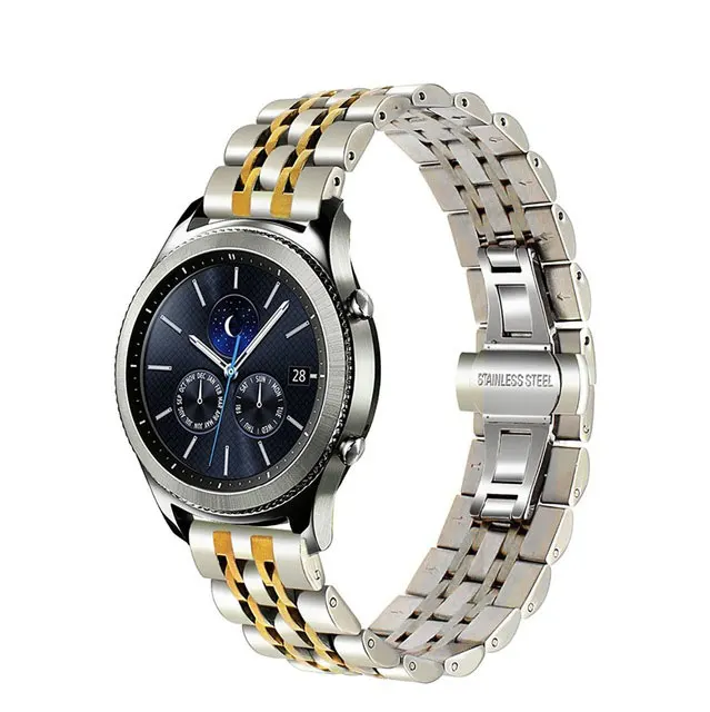 20 мм 22 мм браслет из нержавеющей стали для samsung gear s3 s2 Galaxy часы ремешок на запястье звено браслет быстроразъемные булавки для мужчин - Цвет ремешка: J gold
