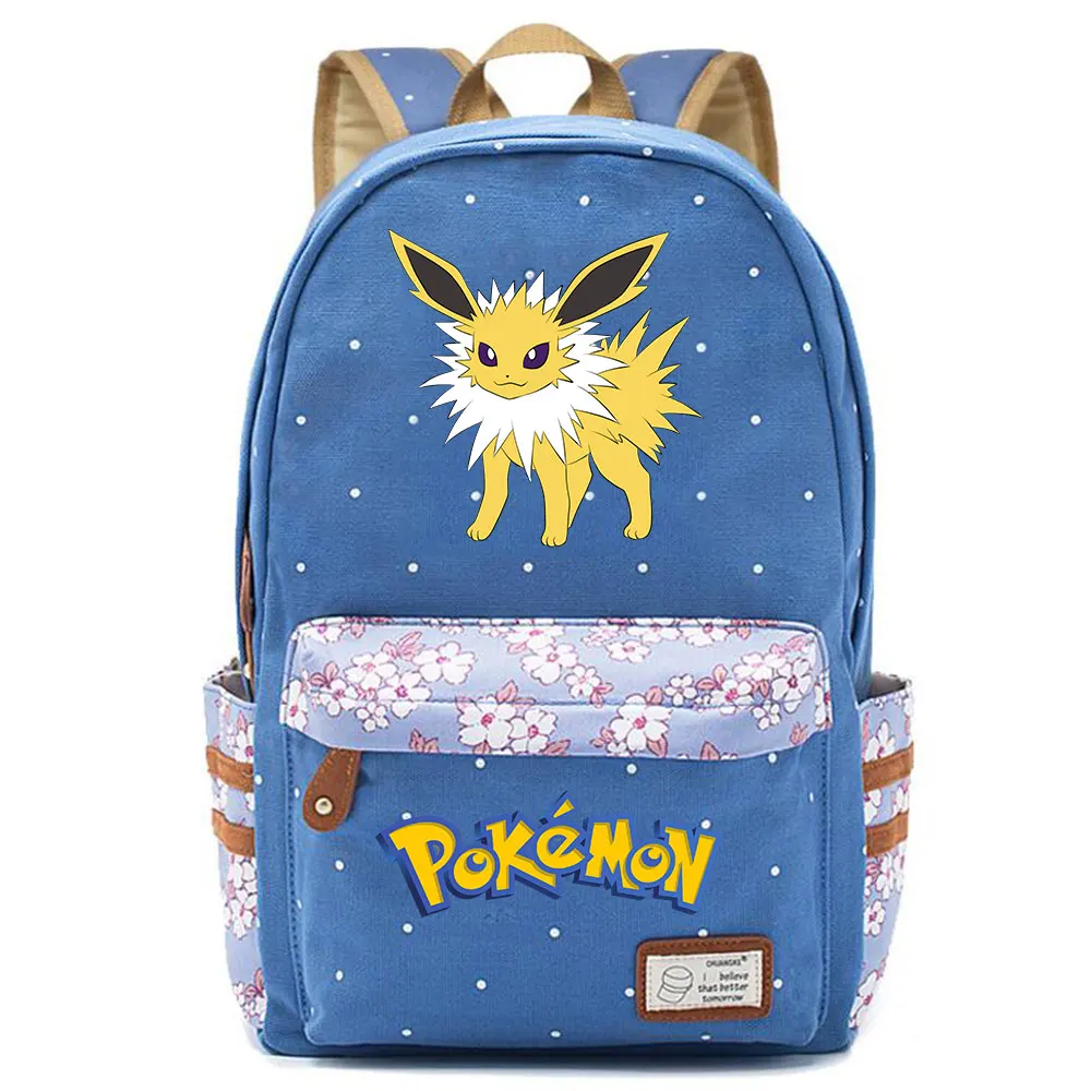 703CHK-17 Eevee Espeon Flareon Glaceon Jolteon школьная сумка в горошек для мальчиков и девочек, женская сумка, школьная сумка для подростков, Холщовый женский рюкзак - Цвет: 703CHK-17