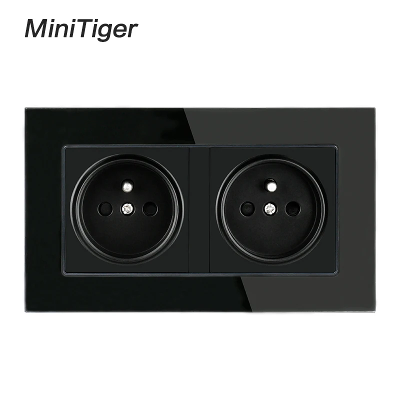 Двойная настенная розетка Minitiger 16 А с заземлением защитой от детей | Обустройство