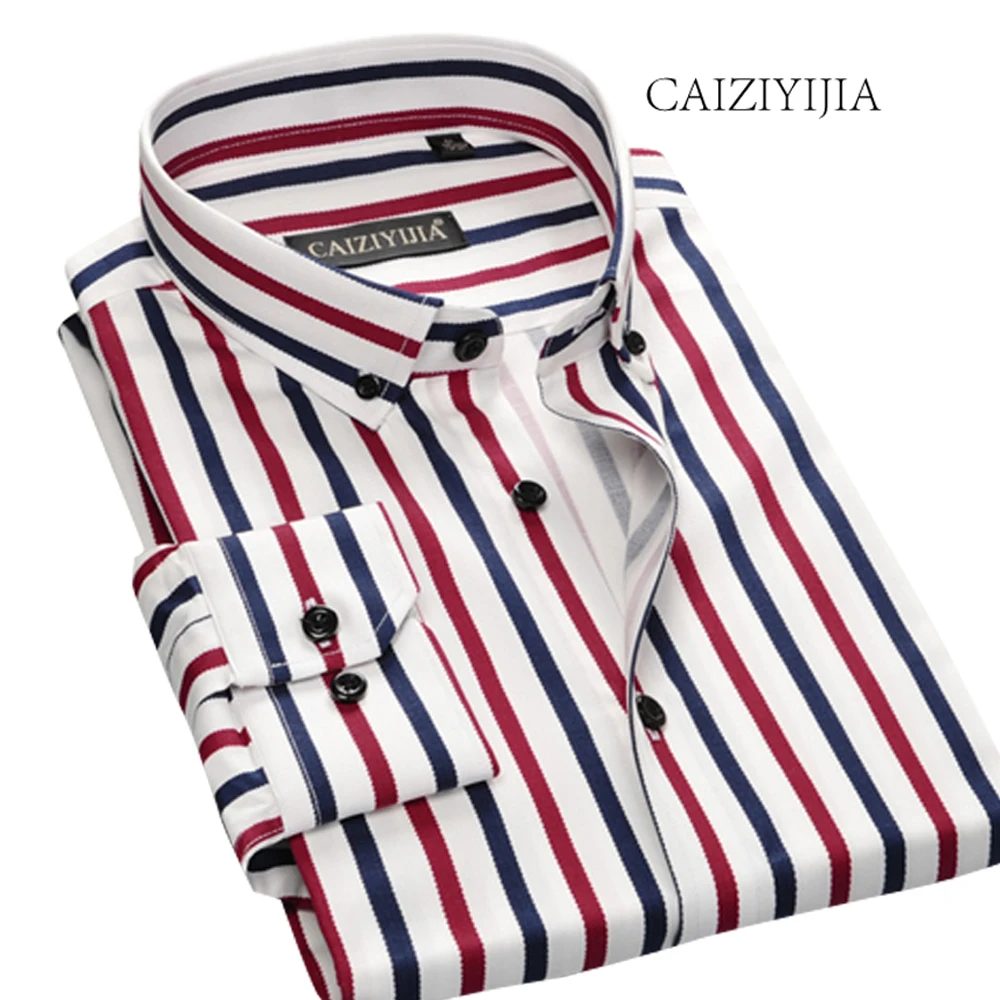CAIZIYIJIA новинка 2019 дизайнерская мужская рубашка в полоску Высококачественная с