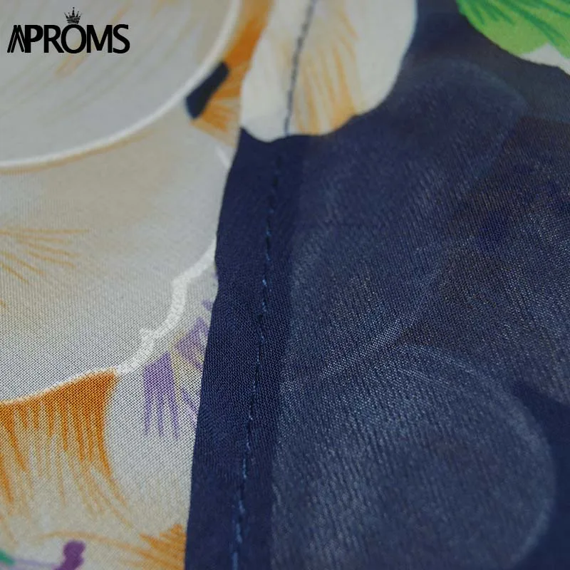 Aproms Vestidos летнее платье с цветочным принтом в стиле бохо, сексуальное элегантное платье с высокой талией, Свободные повседневные платья, женские пляжные вечерние Сарафаны