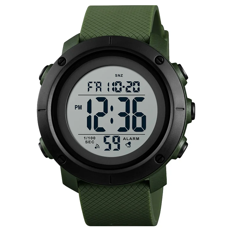 Green White Watch Мужские модные спортивные часы водонепроницаемые цифровые наручные часы Простой двойной обратный отсчет календарь Секундомер Будильник relogio mulher - Цвет: Green White Watch
