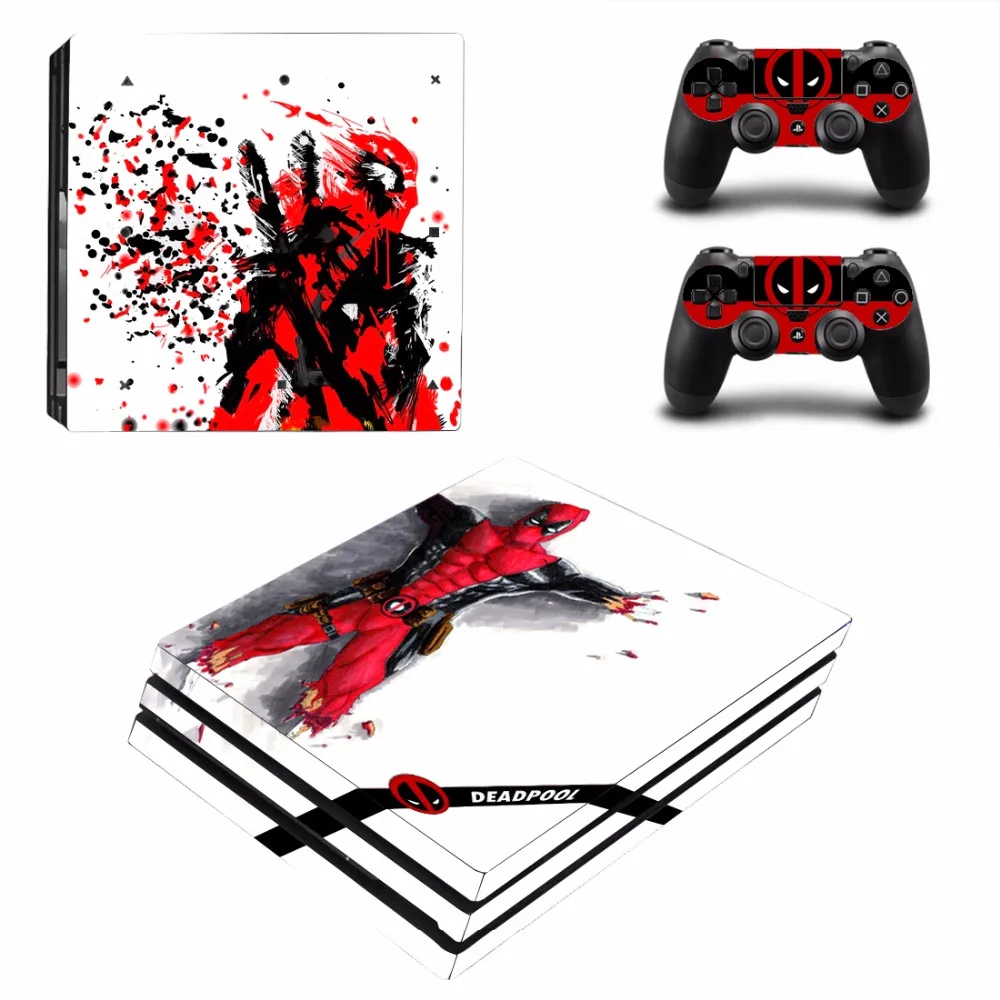 Дизайн Deadpool Виниловая наклейка для защиты кожи консоли Sony Playstation 4 Pro + 2 шт.