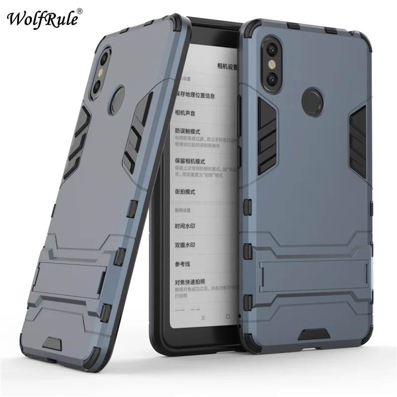 Wolfrole Xiaomi Mi Max 3 Чехол резиновый + жесткий пластиковый чехол с подставкой для Xiomi