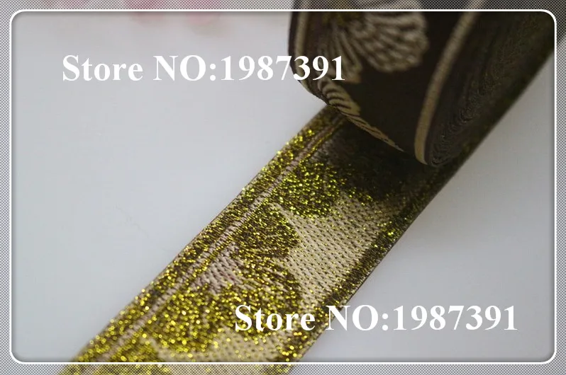 5 ярдов/партия тканая жаккардовая лента 3 см коричневый фон с цветочным узором