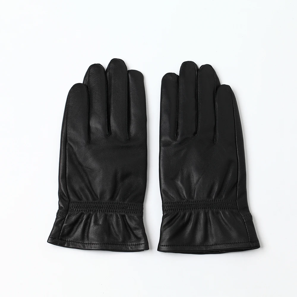 Humusan мужская кожаная Перчатки зимние теплые черные классические кожаные