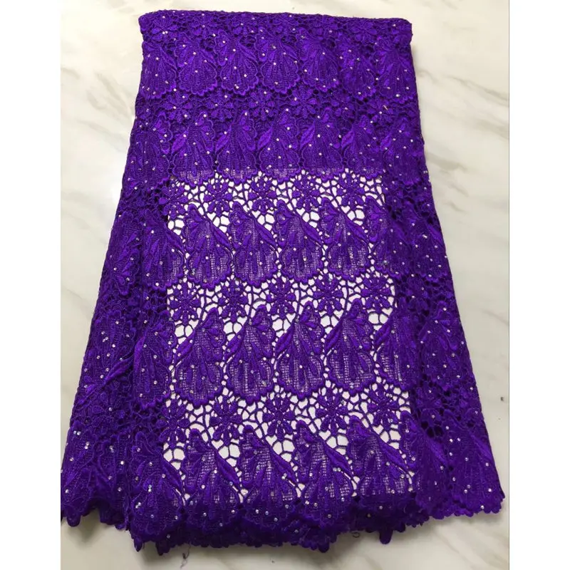 Тяжелое качество нигерийское гипюровое кружево кружевная ткань с камнями