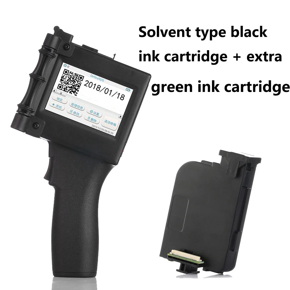 Solvent black green Портативный струйный принтер машина для печати кода для картона/камня/трубы/кабеля/металла/пластика/автозапчастей и т. Д - Цвет: Solvent black green