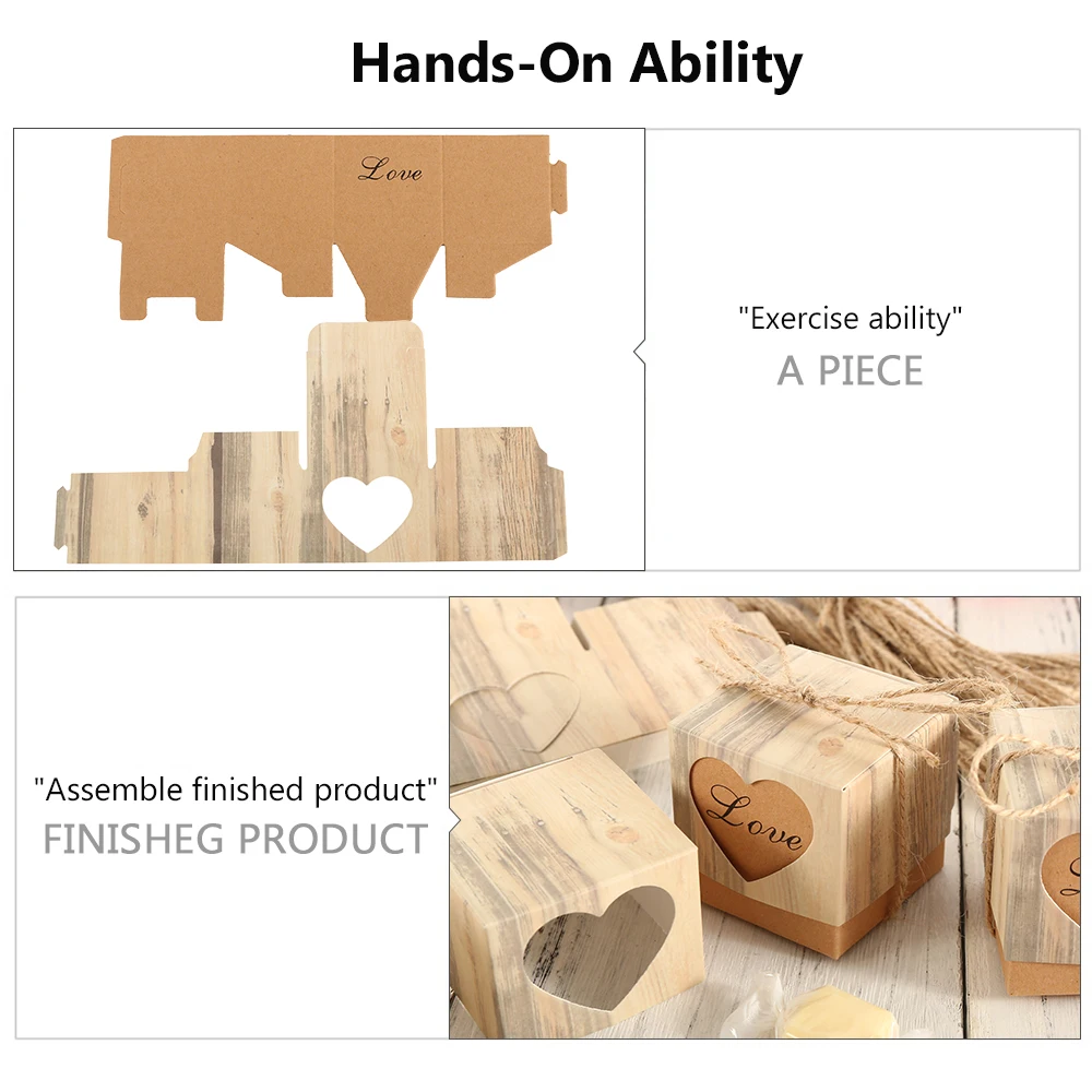 50 шт. Свадебная крафт бумага подарочная коробка для конфет Сердце сумка из