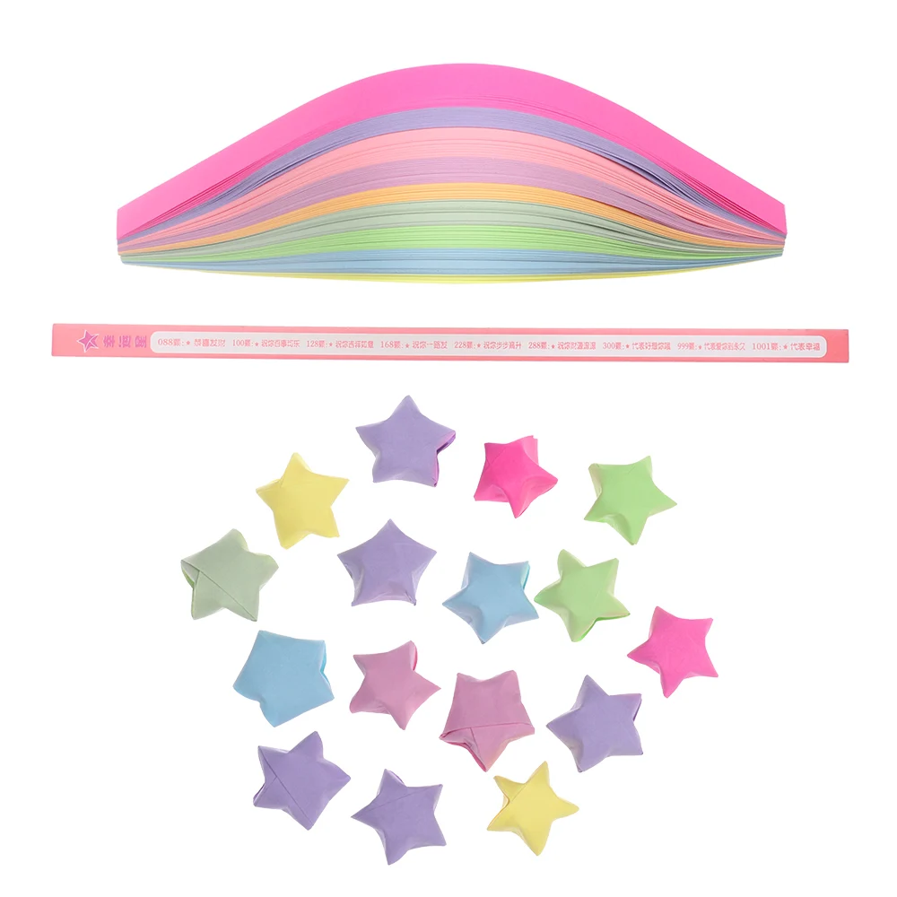 140 шт./лот, набор из 9 разноцветных бумажных полосок с надписью Lucky Wish Star, сделай сам, оригами, складной подарочный бумажный Декор