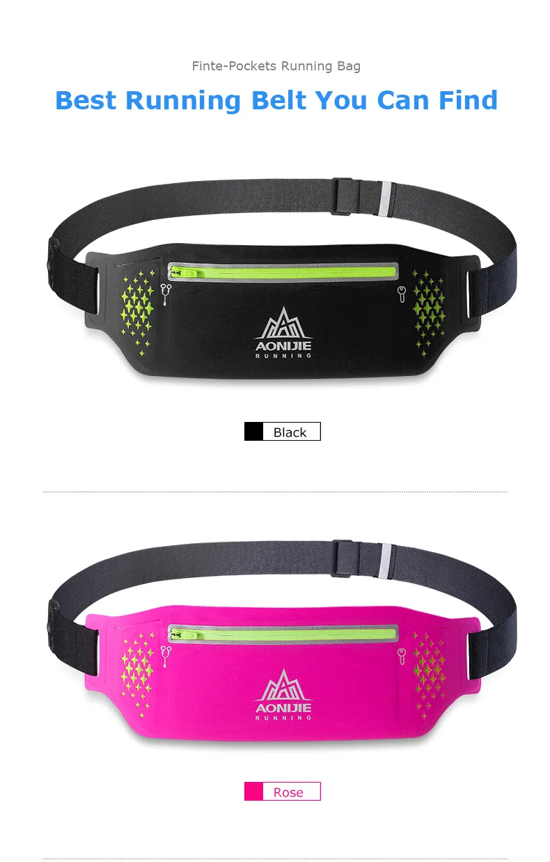 AONIJIE W923 Adjustable Slim Running Waist Belt Jogging Bag Fanny Pack Travel Marathon Gym Workout Fitness 6.5 in Phone Holder