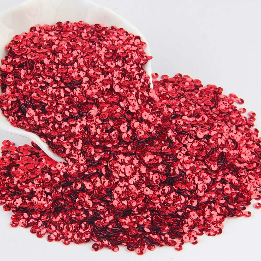 4mm cup red Блестки Красные Блестки 3 мм-25 мм ПВХ свободные блестки пайетки дизайн ногтей Скрапбукинг шитье DIY Свадебные украшения Lentejuelas - Цвет: 4mm cup red