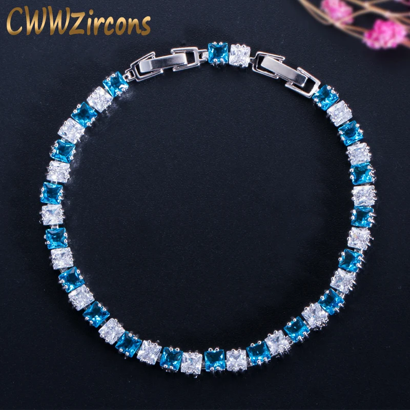 Женский браслет с фианитами в стиле принцессы|bracelet men|bracelet bluebracelet earring |