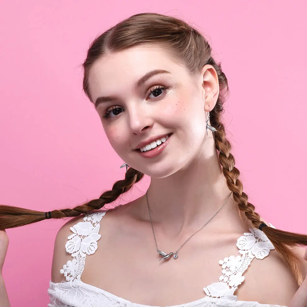 SILVERCUTE 925 стерлингового Серебряные ювелирные изделия parure bijoux femme Колибри/Trochilus Цепочки и ожерелья серьги для женщин SCPE6019B