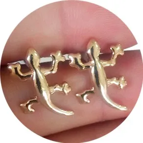 gecko Золотые серебряные женские серьги, женские серьги, лебедь, собаки, лапа, животное, этнические, Boho ювелирные изделия, шикарные, рождественские, для детей, любимого питомца, подарок, серьги-гвоздики - Окраска металла: gecko