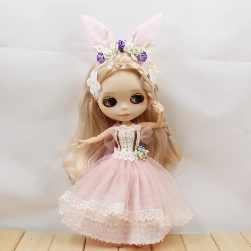 Blyth кукла ледяной licca Игрушка Одежда Кружева свадебное платье кролик головной убор