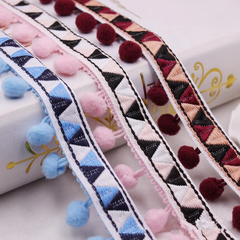 1 ярд помпон отделка Кружева Ткань Швейные аксессуары помпоны кисточкой мяч