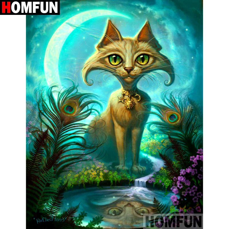 

Алмазная живопись HOMFUN A08096, полноразмерная/круглая вышивка «Кот из мультфильма», для творчества, домашняя вышивка крестиком