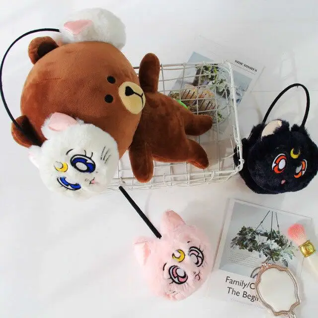 3 цвета аниме Сэйлор Мун Луна Кот Kawaii игрушка унисекс плюшевые наушники Мягкий Зима Осень теплые наушники бренд