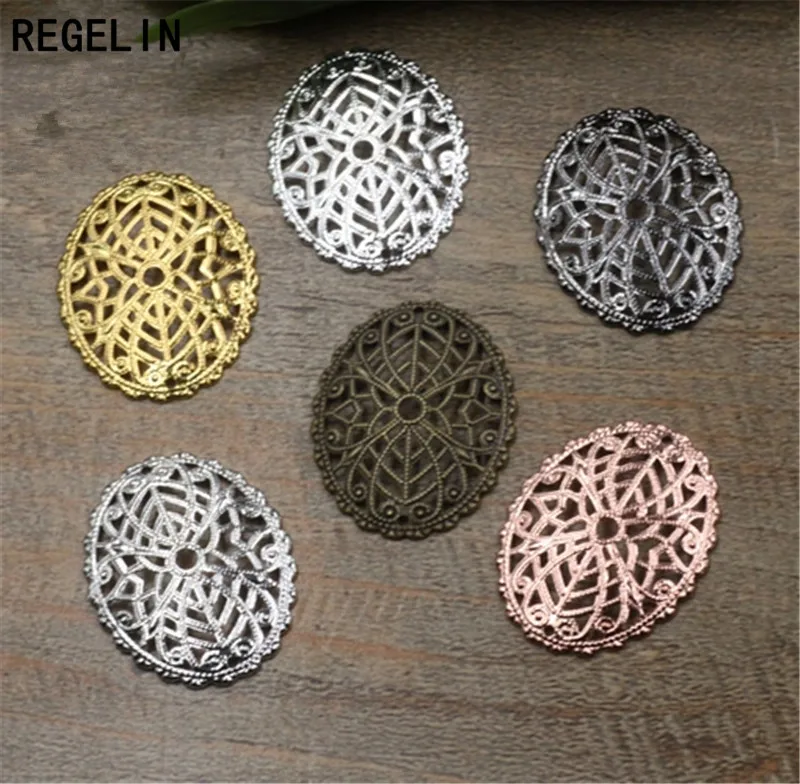 REGELIN полые овальные металлические подвески в форме цветка 10 шт. 30x24 мм DIY винтажные