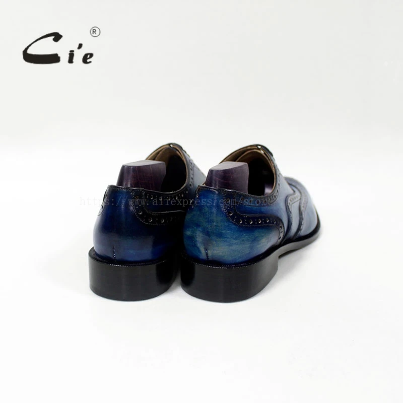 cie square toe brogues medallion 100%genuine calf leather outsole men dress patina blue shoe handmade OX-10-06 | Обувь