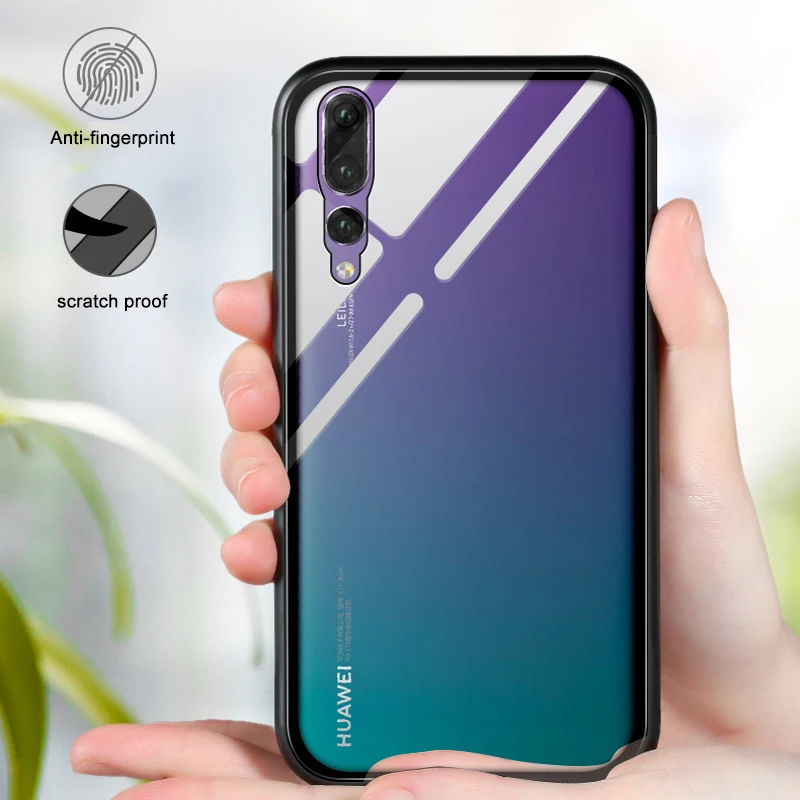 Магнитный адсорбционный чехол для телефона Huawei P20 pro из закаленного стекла с